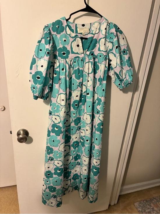 Pinch Dresses & Skirts - Pinch Floral Puff Sleeve Maxi Dress in Teal and White floral size large